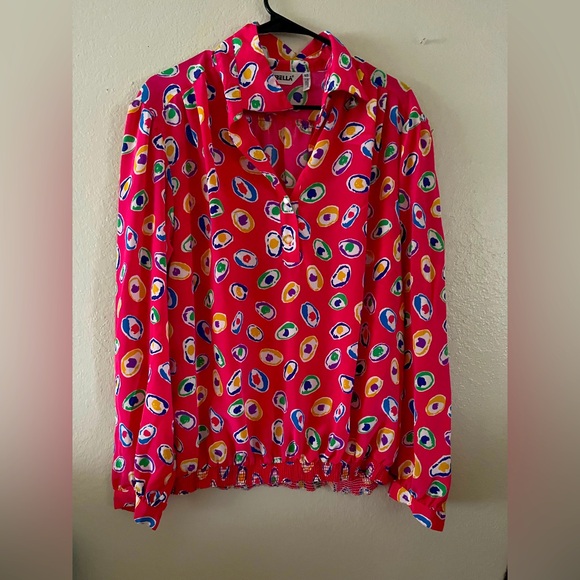 Vintage Tops - Vintage pink dotted button blouse